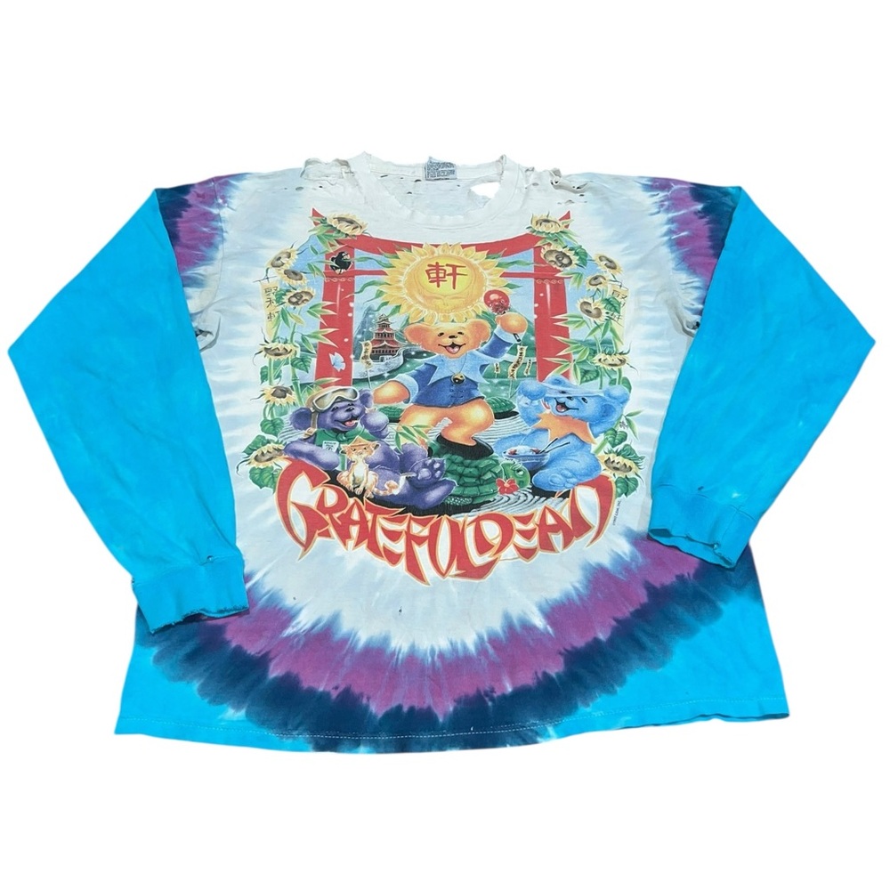 VTG 1997 Grateful Dead China Rider Long Sleeve Tie Dye Shirt Liquid Blue XL READ